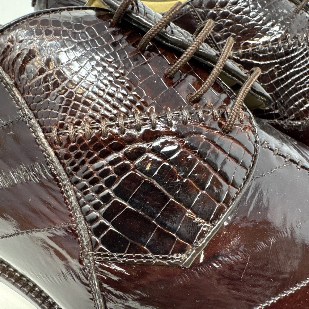 Belvedere Studio Genuine Eel Skin Men's Dress shoes - 14D Brown New In Box!! - Picture 11 of 14